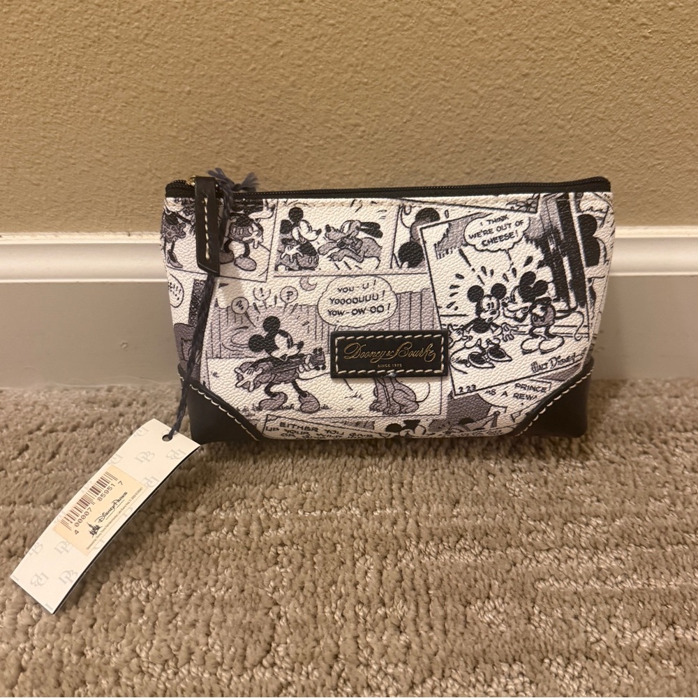 Dooney & Bourke Disney Parks Comics Sketch Pouch Case Black & White Mickey Mouse